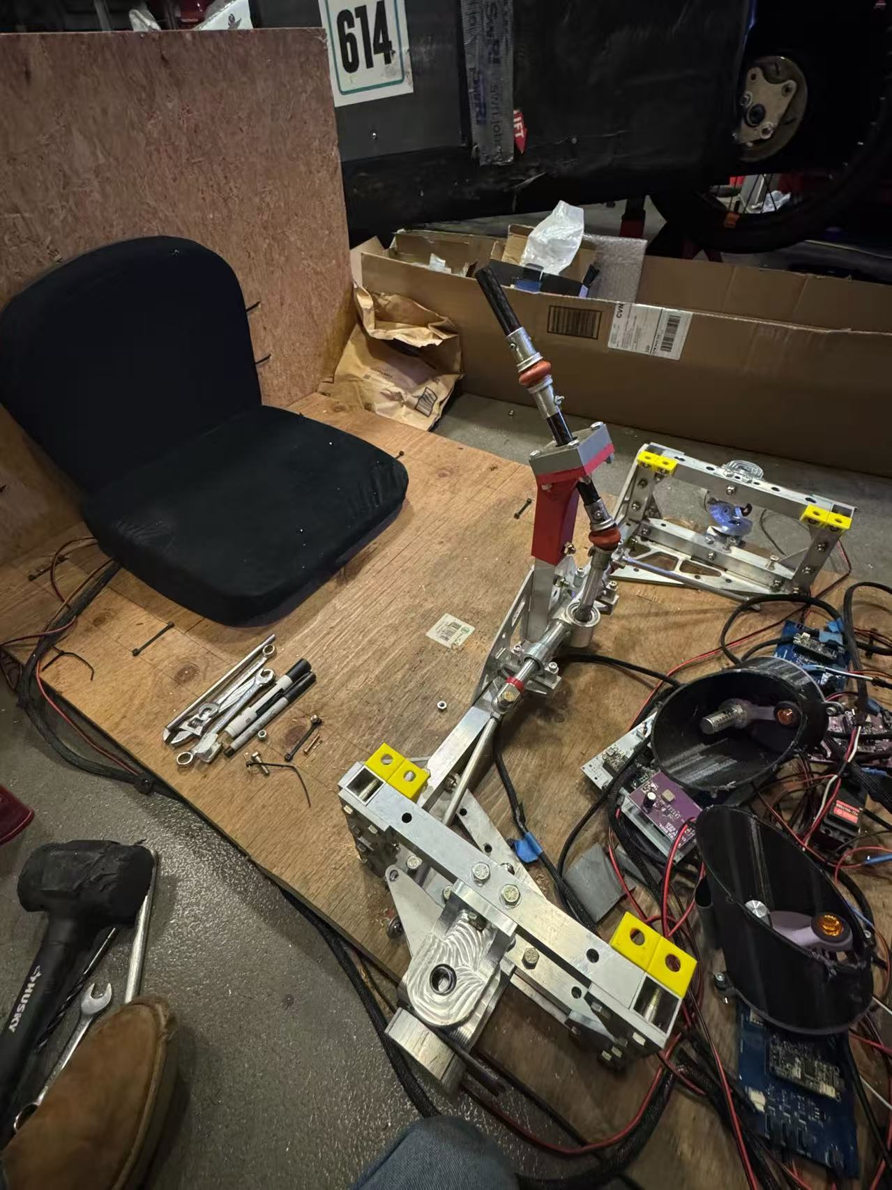 Steering system hardware on the Supermileage vehicle